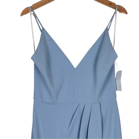 WAYF INES BLUE V-NECK TULIP COCKTAIL SHEATH DRESS - Picture 5 of 13